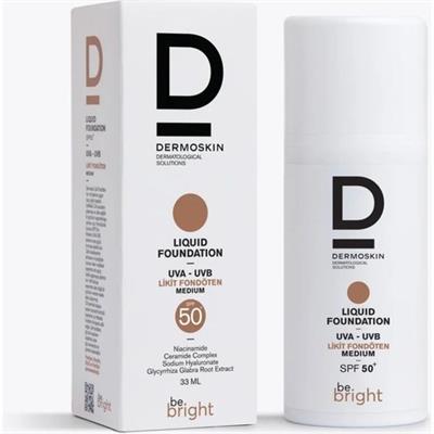 Dermoskin Be Bright Likit Fondöten Medium SPF50+ | UVA&UVB Güneş Koruyucu | Yüksek Kapatıcı Fondöten | 33 ml