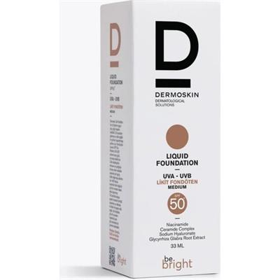 Dermoskin Be Bright Likit Fondöten Medium SPF50+ | UVA&UVB Güneş Koruyucu | Yüksek Kapatıcı Fondöten | 33 ml