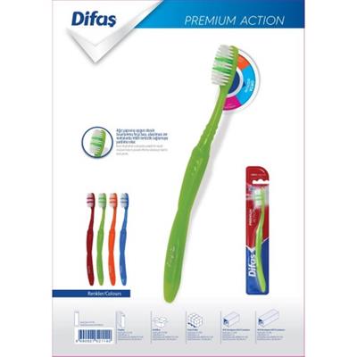 Difaş Premium Acton Diş Fırçası Orta Sert Etkili Temizlik İçin Tasarlanmış 1 Adet