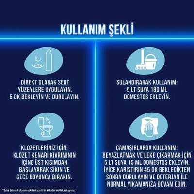 Domestos Çamaşır Suyu Dağ Esintisi 750ml x Domestos Çamaşır Suyu Kar Beyazı 750 ml + Sünger Hediye