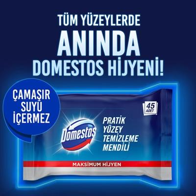 Domestos Pratik Yüzey Temizleme Mendili Maksimum Hijyen 45li