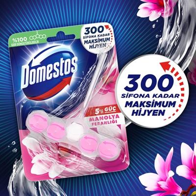 Domestos WC Blok 5li Güç Tuvalet Bloğu Manolya Ferahlığı Maksimum Hijyen 50 G