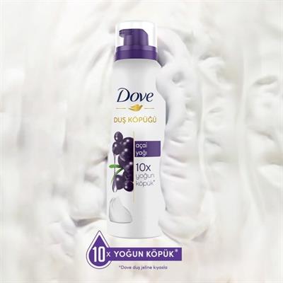 Dove Açai Yağlı Ferahlatıcı Duş Köpüğü 200 ml - Yoğun Pürüzsüzlük ve Yumuşak Cilt