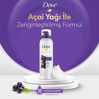 Dove Açai Yağlı Ferahlatıcı Duş Köpüğü 200 ml - Yoğun Pürüzsüzlük ve Yumuşak Cilt