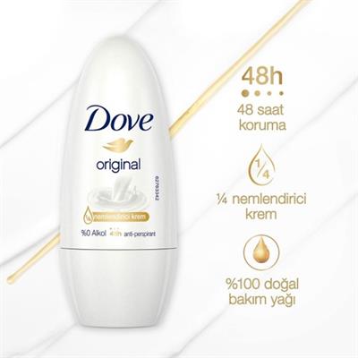 Dove Kadın Roll On Deodorant Original 1/4 Nemlendirici Krem 50ml
