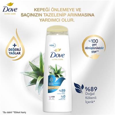 Dove Ultra Care Saç Bakım Şampuanı Kepek  Bakım Aloe Vera 400 ml