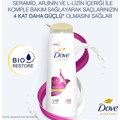 Dove Ultra Care Saç Bakım Şampuanı Uzun Saç Terapisi Uzun Yıpranmış Saçlar İçin 400 ml