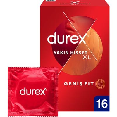 Durex Yakın Hisset XL Prezervatif 16 Adet Yüksek Hassasiyet ve Güvenlik Sağlar