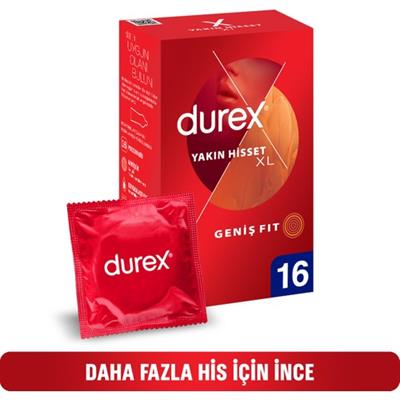 Durex Yakın Hisset XL Prezervatif 16 Adet Yüksek Hassasiyet ve Güvenlik Sağlar