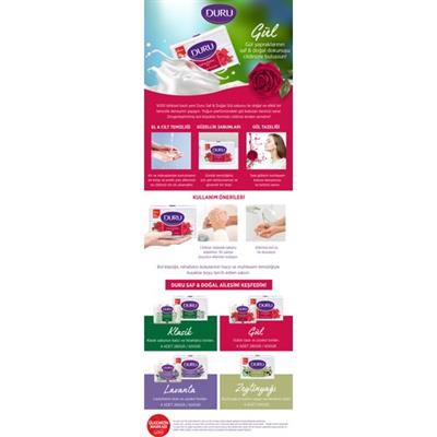 Duru Saf & Doğal Kaynaklı Gül 4 Adet Beyaz Kalıp Sabun 600Gr