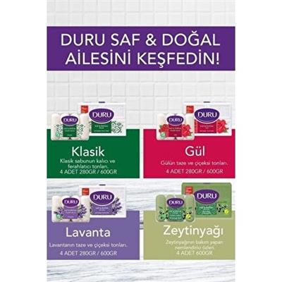 Duru Saf & Doğal Kaynaklı Klasik 4 Adet Beyaz Kalıp Sabun 600Gr