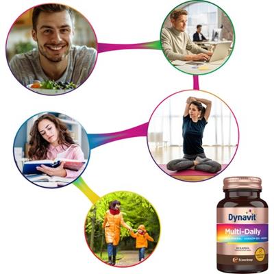 Dynavit MultiDaily 30 Kapsül - Multivitamin&Enerji - 13 Vitamin, 7 Mineral, Koenzim Q10, Rhodiola Ekstresi (Multi-Daily)