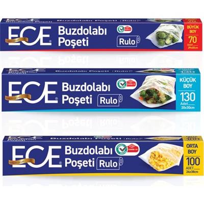 ECE Buzdolabı Poşeti Rulo Küçük Büyük Orta 4lü Set 400 Adet