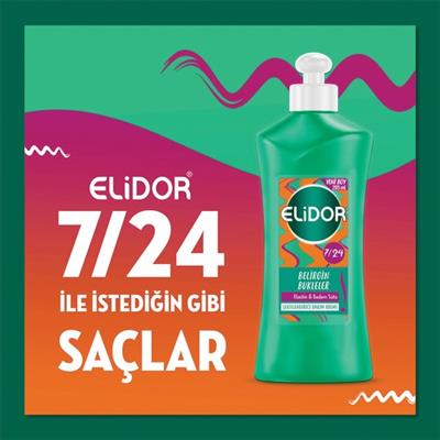 Elidor 7/24 Şekillendirici Saç Bakım Kremi Belirgin Bukleler  & Badem Sütü 265 ml