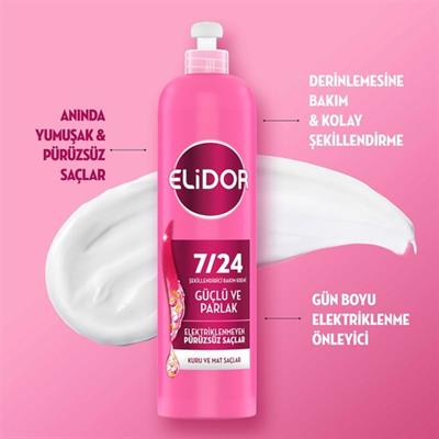 Elidor 7/24 Şekillendirici Saç Bakım Kremi Güçlü ve Parlak Kuru ve Mat Saçlar 240 ml