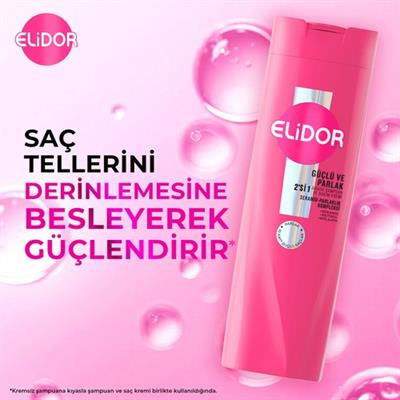 Elidor Superblend 2si 1 Arada Şampuan ve Saç Bakım Kremi Güçlü ve Parlak E Vitamini Makademya Yağı  400 ml
