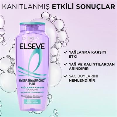 Elseve Hydra [Hyaluronic] Pure Salisilik Asit İçeren Yağlanma Karşıtı Arındırıcı Şampuan 300ml