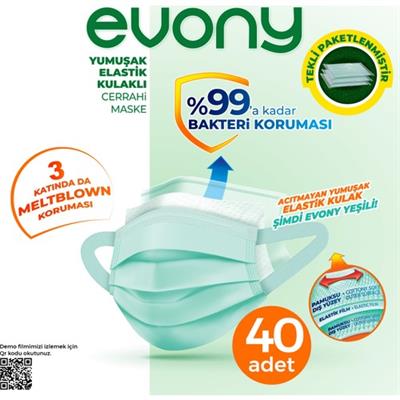 Evony Standart Tekli Paketli Maske 40lı