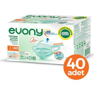 Evony Standart Tekli Paketli Maske 40lı
