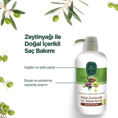 Eyüp Sabri Tuncer Doğal Zeytinyağı ve E Vitaminli Onarıcı Nemlendirici Saç Kremi 600 ml – Bitkisel Formül, Günlük Kullanım İçin