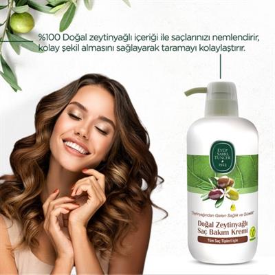 Eyüp Sabri Tuncer Doğal Zeytinyağı ve E Vitaminli Onarıcı Nemlendirici Saç Kremi 600 ml – Bitkisel Formül, Günlük Kullanım İçin