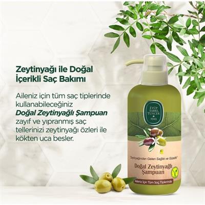 Eyüp Sabri Tuncer Doğal Zeytinyağlı Besleyici Şampuan - Tüm Saç Tipleri için 600 ml, Bitkisel Formül, Paraben İçermez