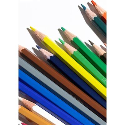 Faber-Castell Kuru Boya Kalemi, Kırmızı  Metal Tüp Kutu, 12 Renk, Tam Boy, Kalemtıraş Hediyeli, Yumuşak Mineli