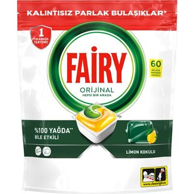 Fairy Hepsi Bir Arada 60 Yıkama Bulaşık Makinesi Deterjanı Tableti / Kapsülü  Limon Kokulu