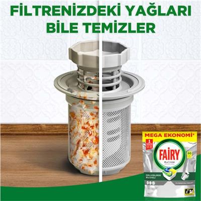 Fairy Platinum Bulaşık Makinesi Deterjanı Tableti / Kapsülü Limon Kokulu 60 Yıkama