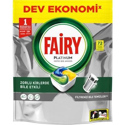 Fairy Platinum Bulaşık Makinesi Deterjanı Tableti / Kapsülü Limon Kokulu 72 Yıkama