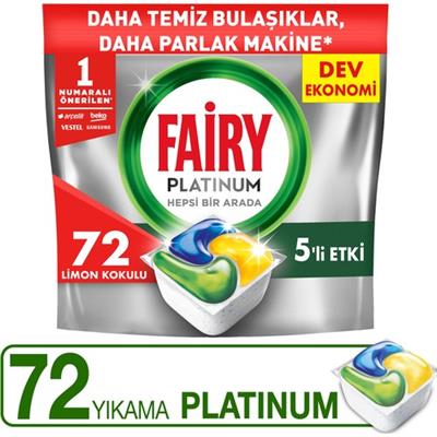 Fairy Platinum Bulaşık Makinesi Deterjanı Tableti / Kapsülü Limon Kokulu 72 Yıkama