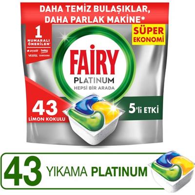 Fairy Platinum Bulaşık Makinesi Deterjanı Tableti / Kapsülü Limon Kokulu 43 Yıkama