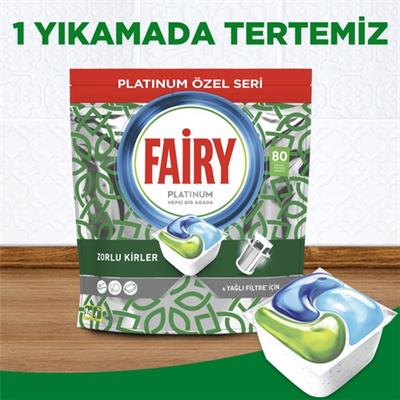 Fairy Platinum Green Bulaşık Makinesi Deterjanı Tableti / Kapsülü Özel Seri Limon Kokulu 80 Yıkama