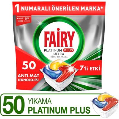 Fairy Platinum Plus Bulaşık Makinesi Deterjanı Kapsülü / Tableti; 50 Yıkama Limon Kokulu
