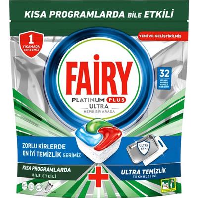 Fairy Platinum Plus Ultra Temizlik Bulaşık Makinesi Deterjanı Kapsülü 32  yıkama Limon Kokulu