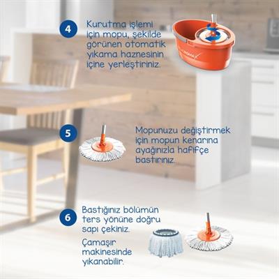 Faster Yeni Nesil Otomatik Temizlik Seti Pratik Kolay Sıkma Döner Başlık