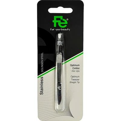 Fe Optimum Ergonomik Düz Uçlu Paslanmaz Çelik Cımbız - Tüm Cilt Tiplerine Uygun, 1 Adet