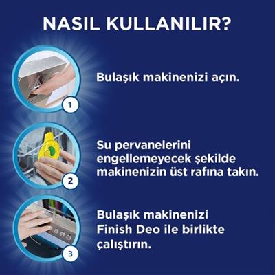 Finish Bulaşık Makinesi İçin 60 Yıkama Kapasiteli Limon Ferahlığı Sağlayan Etkili Koku Giderici