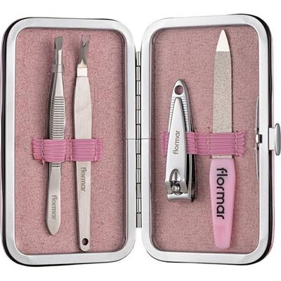Flormar-Dayanıklı Çelik Kaplama 4 Parça Manicure Set Tırnak Makası & Törpü & Kütikül Kesici & Cımbız Manikür Seti (036) 8690604598465