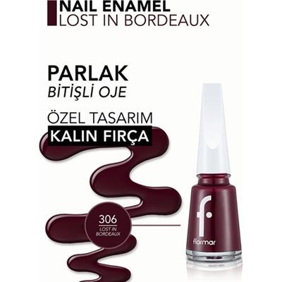 Flormar Flormar Klasik Parlak Bitişli Yüksek Pigmentli Oje(306 Lost In Bordeaux) 8682536035842