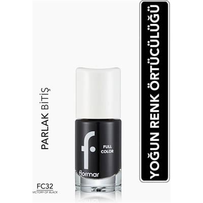 Flormar Full Color Yoğun Pigmentli Parlak Oje (FC32 Victory Of Black) 8690604313228