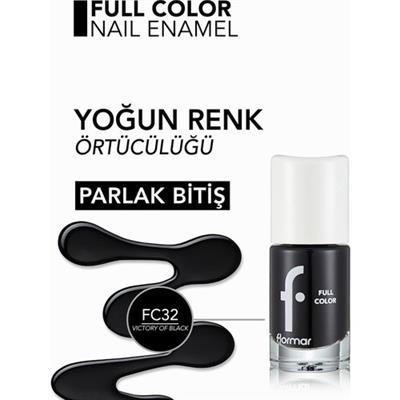 Flormar Full Color Yoğun Pigmentli Parlak Oje (FC32 Victory Of Black) 8690604313228