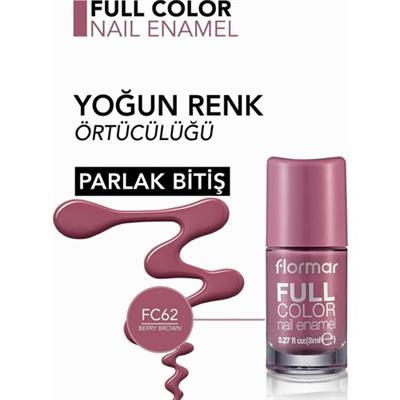 Flormar Full Color Yoğun Pigmentli Parlak Oje FC62 Berry Brown 11 ml Uzun Süre Kalıcı Renk