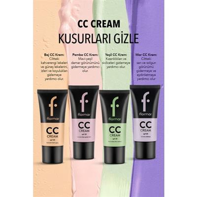 Flormar-Kızarık ve Sivilceli Ciltlere Özel Renk Dengeleyici Anti-Redness CC Krem (CC02 Yeşil Bazlı Ten Rengi) 8690604534715