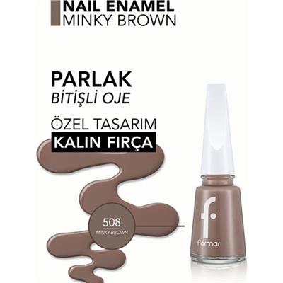 Flormar Klasik Parlak Bitişli Yüksek Pigmentli Oje 508 Minky Brown 11 ml Uzun Süreli Etki
