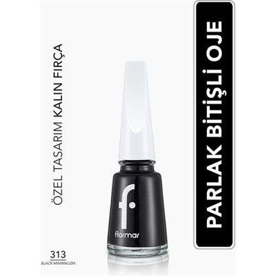Flormar Klasik Parlak Bitişli Yüksek Pigmentli Oje (313 Black Minimalism New) 8682536035873