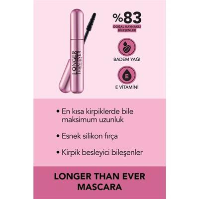 Flormar Longer Than Ever Uzun Görünüm Veren Maskara (001) 8682536067119
