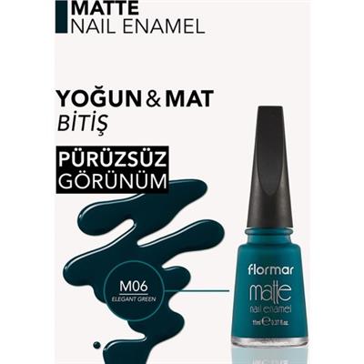 Flormar Mat Oje M06 Elegant Green 11 ml Tüm Cilt Tiplerine Uygun Kadifemsi Etki