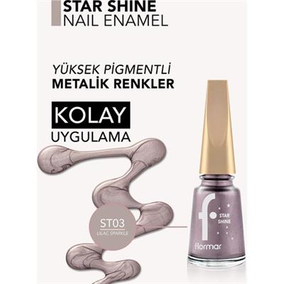 Flormar Star Shine Yüksek Pigmentli & Parlak Bitişli Metalik Oje (003 Lilac Sparkle) 8690604564132