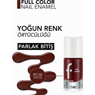Flormar-Yüksek Pigmentli ve Uzun Süre Kalıcı Full Color Parlak Oje (FC10 Kiremit Kırmızısı) 8690604310463